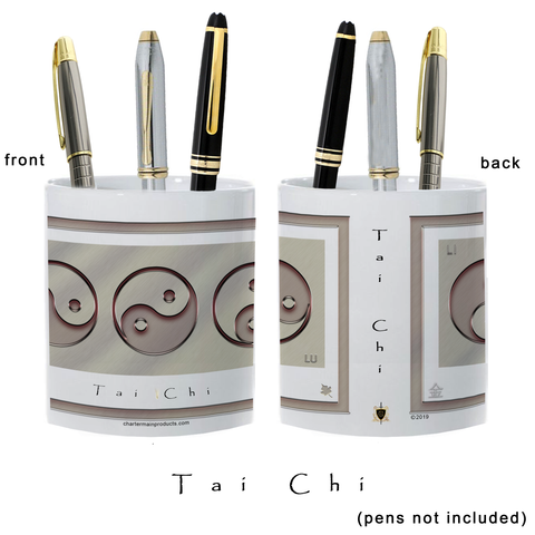 Yin Yang Pencil Holder-Metal-Tai Chi-11 oz. pencil holder