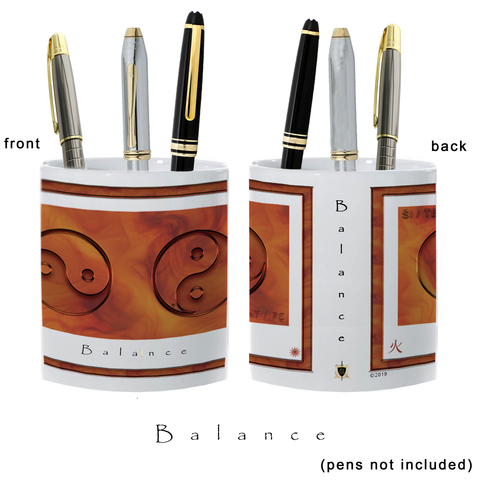 Yin Yang Pencil Holder-Balance-Fire-11 oz. pencil holder