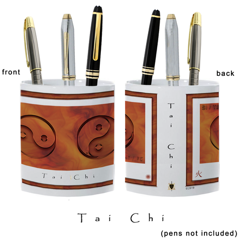 Yin Yang Pencil Holder-Fire-Tai Chi-11 oz. pencil holder