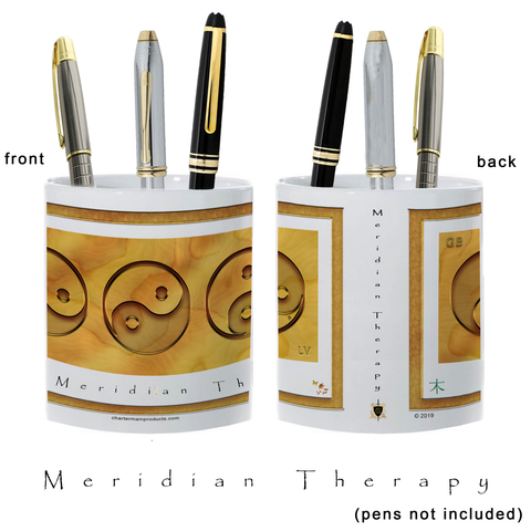 Yin Yang Pencil Holder-Meridian Therapy-Wood-11 oz. pencil holder