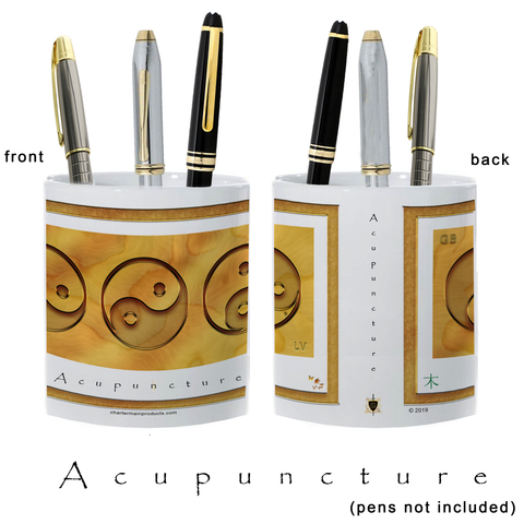 Yin Yang Pencil Holder-Acupuncture-Wood-11 oz. pencil holder