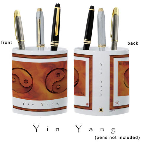 Yin Yang Pencil Holder-Fire-Yin Yang-11 oz. pencil holder