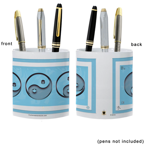 Yin Yang Pencil Holder-Water-NO LETTERING-11 oz. pencil holder